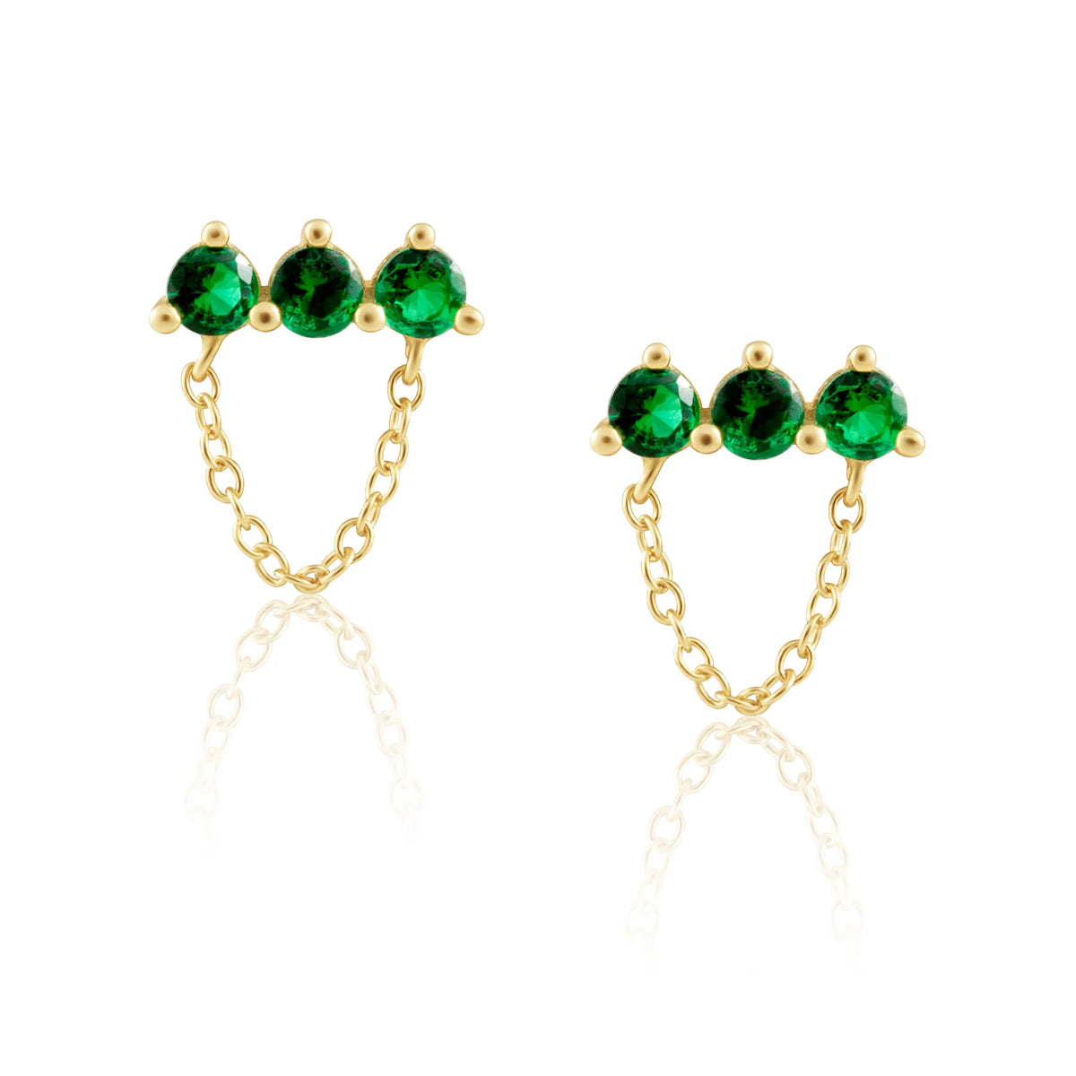 Magda Emerald Chain Studs