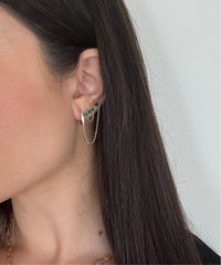 Magda Emerald Chain Studs