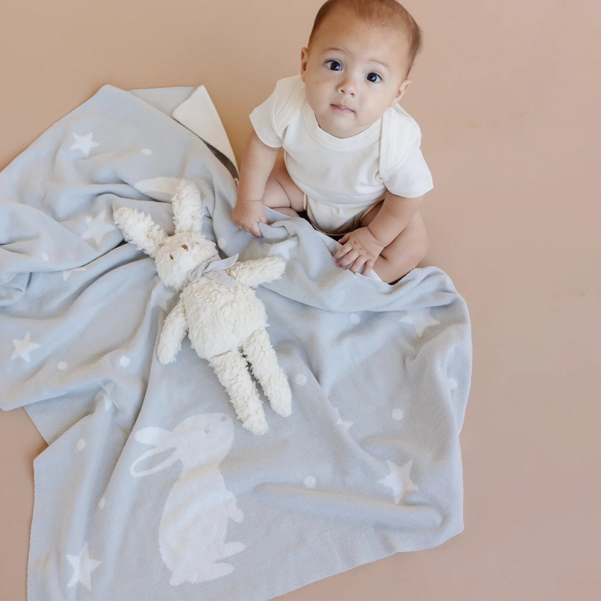 Star Moon Bunny Baby Blanket