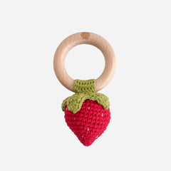 Cotton Crochet Strawberry Baby Rattle
