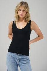 Ribbed V Neck Slim Tank