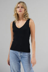 Ribbed V Neck Slim Tank