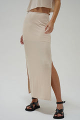 Steph Ribbed Skirt - Bone