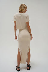 Steph Ribbed Skirt - Bone