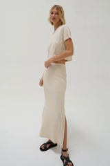 Steph Ribbed Skirt - Bone