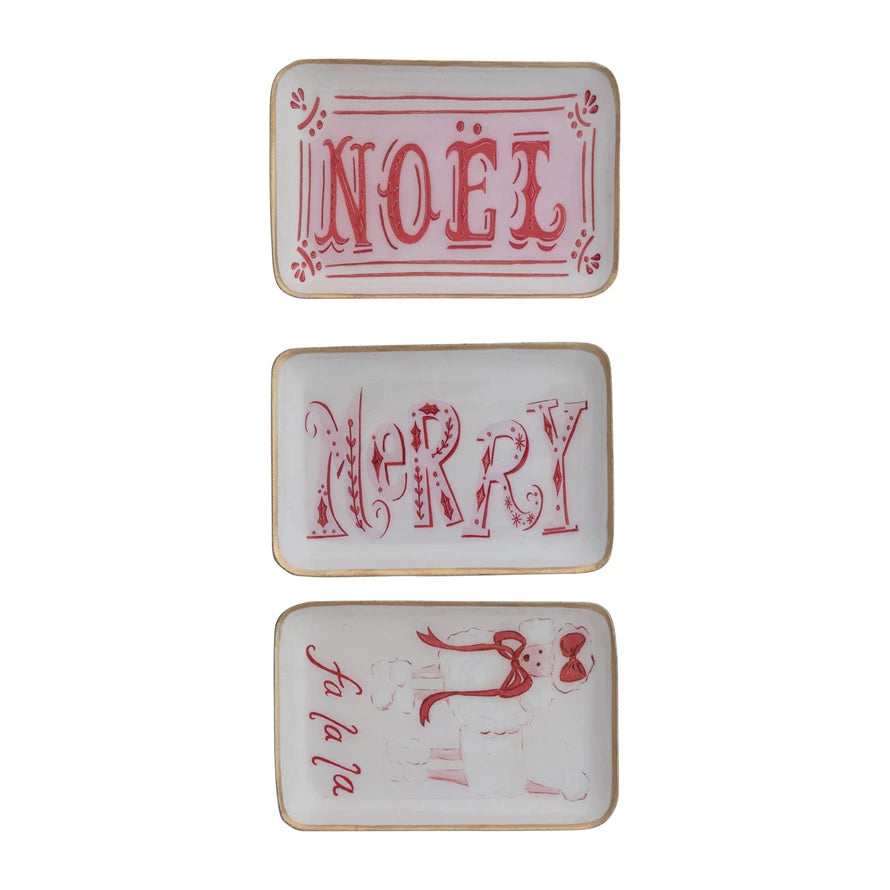 Enameled Metal Tray w Holiday Sayings