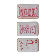 Enameled Metal Tray w Holiday Sayings