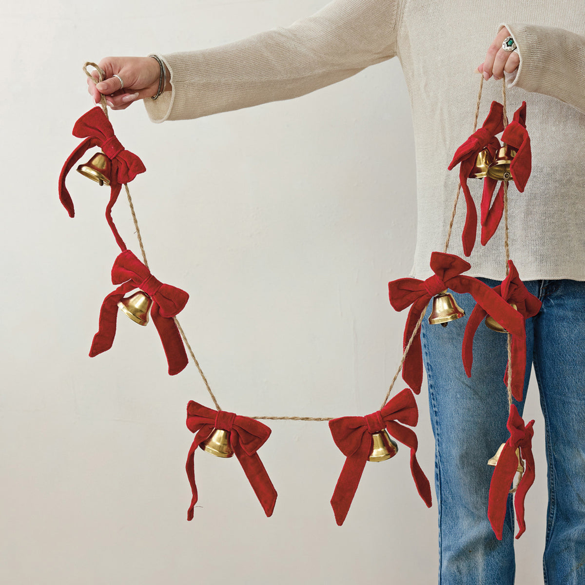 Metal Bell Garland with Bows